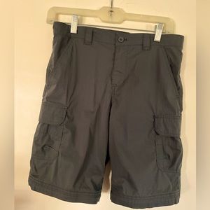 CQR Boys Cargo Dark Gray Shorts L 14-16 Adjustable Waist Nylon Cotton Wore Once